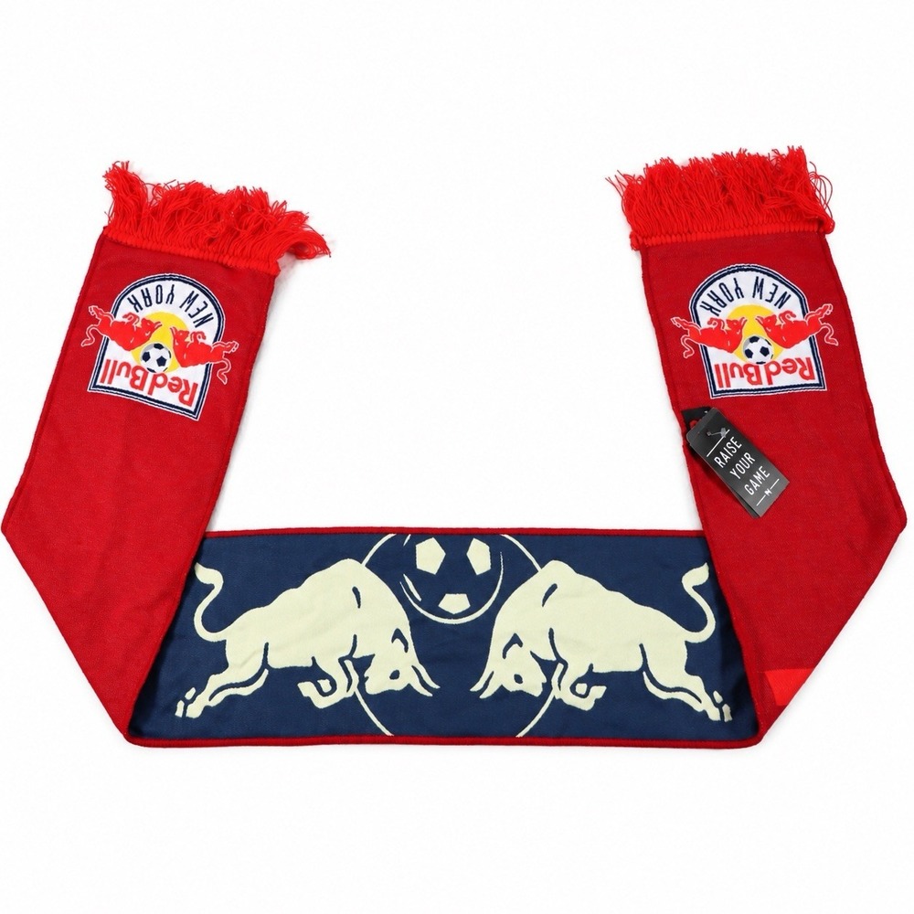 New York Red Bulls MLS Soccer Scarf NWT Ruffneck Raise Your Game Blue/Red Fringe